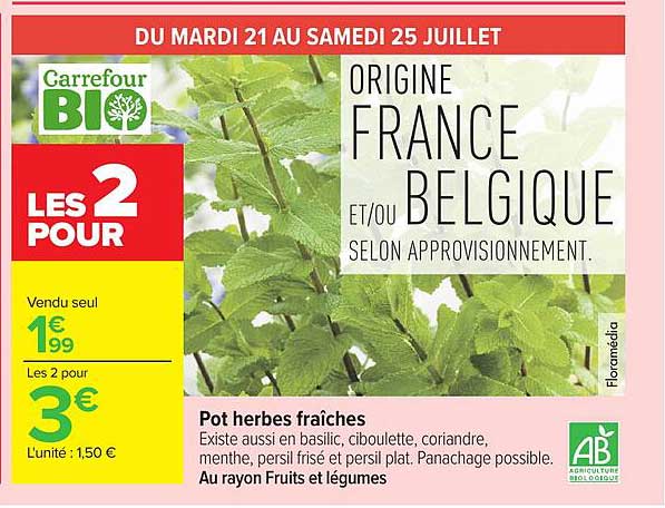 Carrefour Bio Pot herbes fraîches