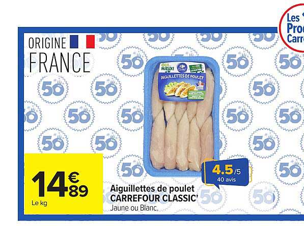 CARREFOUR CLASSIC' Aiguillettes de poulet