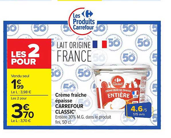 Carrefour Classic' Crème fraîche épaisse
