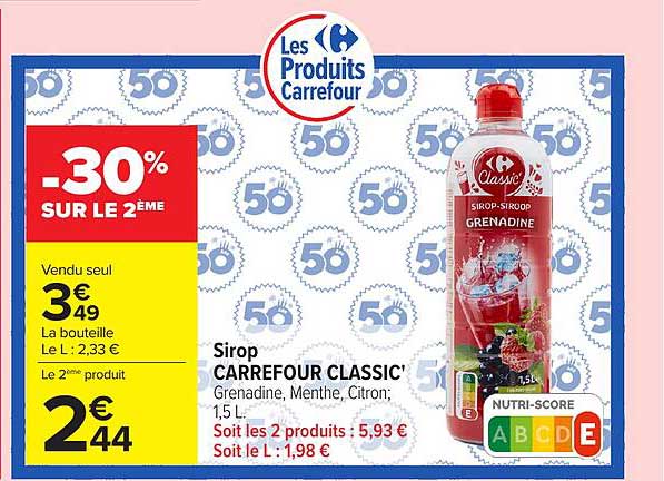 CARREFOUR CLASSIC' Sirop Grenadine