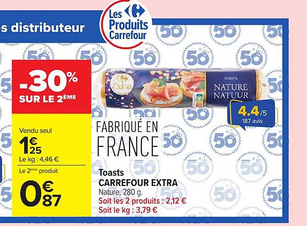 Carrefour Extra Toasts Nature's Actually wrong brand? visible "CARREFOUR EXTRA" and "Toasts" and "NATURE NATURE" no, product title should be "Carrefour Extra Toasts