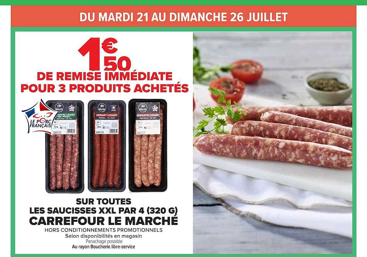 Carrefour Le Marche Saucisses XXL par 4