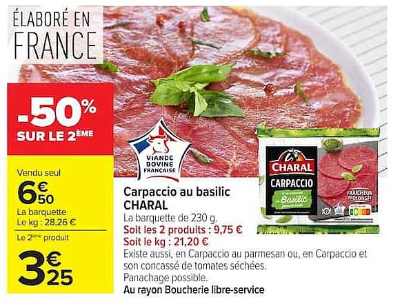 CHARAL Carpaccio au basilic