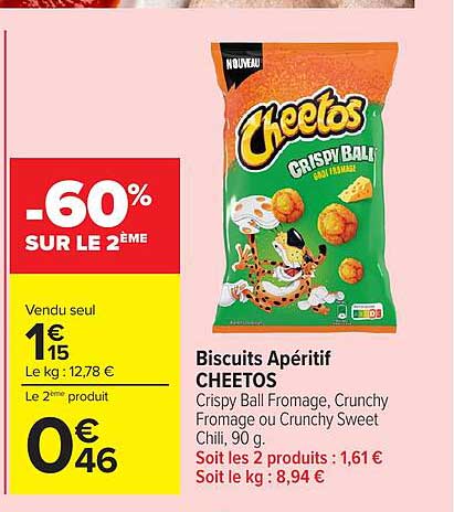 CHEETOS Crispy Ball Fromage, Crunchy Fromage ou Crunchy Sweet Chili