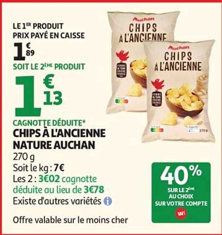 Chips à l'ancienne nature Auchan