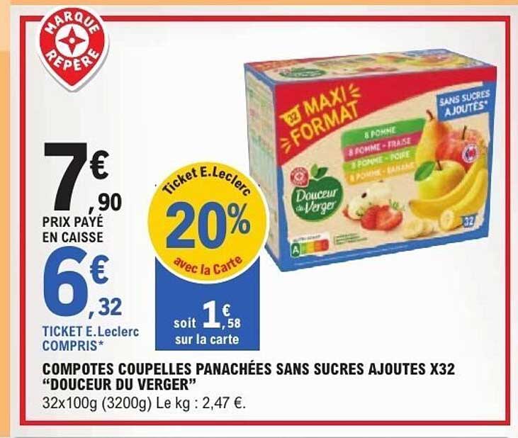 Compotes Coupelles Panachées sans sucres ajoutés