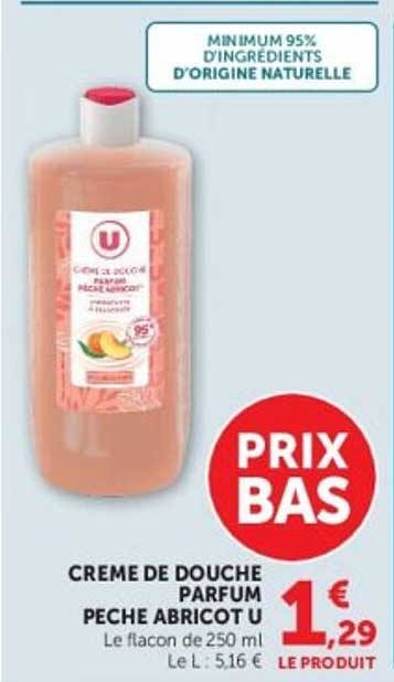Crème de douche parfum pêche abricot U