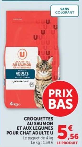 Croquettes au saumon et aux légumes pour chat adulte U