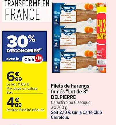 Delpierre Filets de harengs fumés "Lot de 3