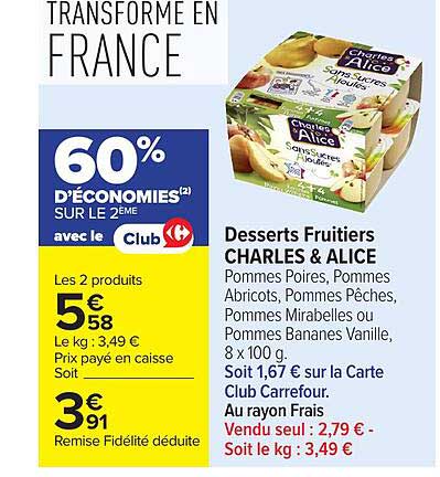 Desserts Fruitiers CHARLES & ALICE