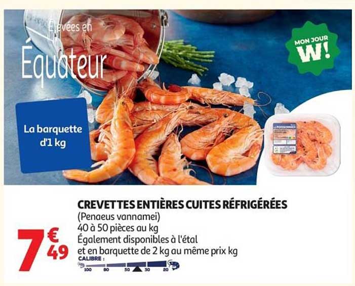 Equateur CREVETTES ENTIERES CUITES REFRIGEREES