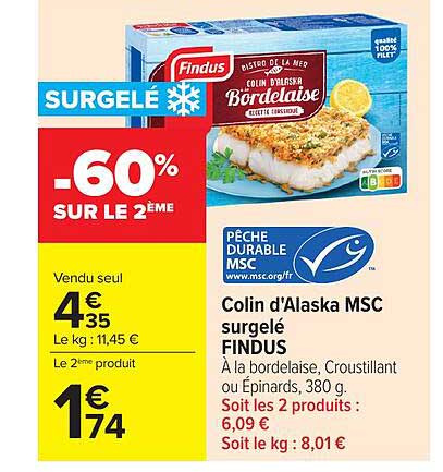 Findus Colin d'Alaska MSC surgelé