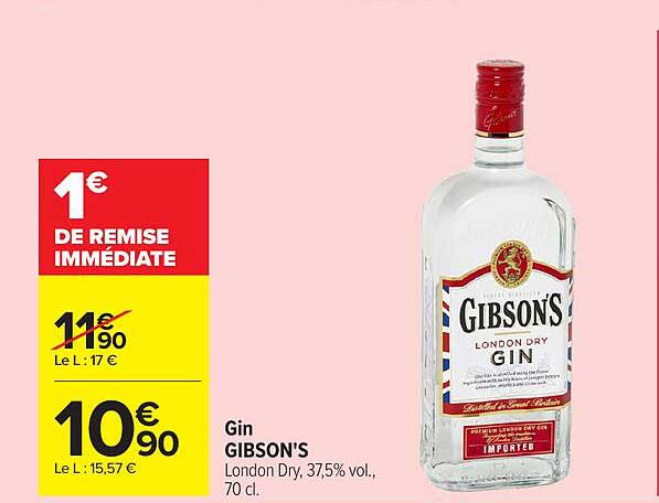 GIBSON'S London Dry, 37,5% vol., 70 cl