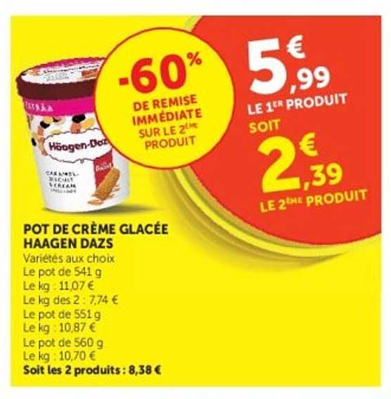 Haagen Dazs Pot de crème glacée