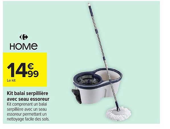HOME Kit balai serpillière avec seau essoreur