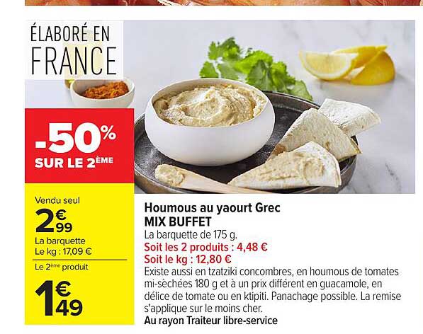 Houmous au yaourt Grec MIX BUFFET