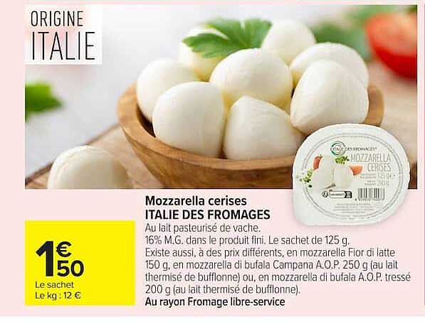 ITALIE DES FROMAGES Mozzarella cerises