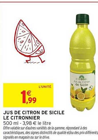 JUS DE CITRON DE SICILE LE CITRONNIER