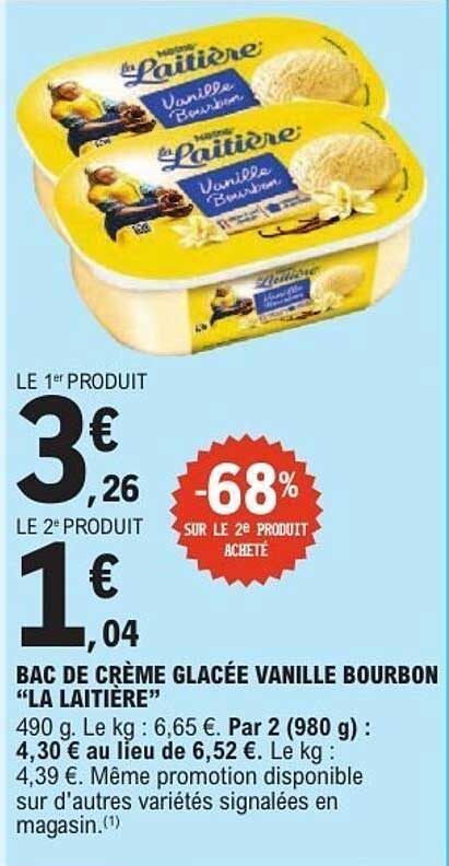 La Laitière Bac de crème glacée vanille bourbon