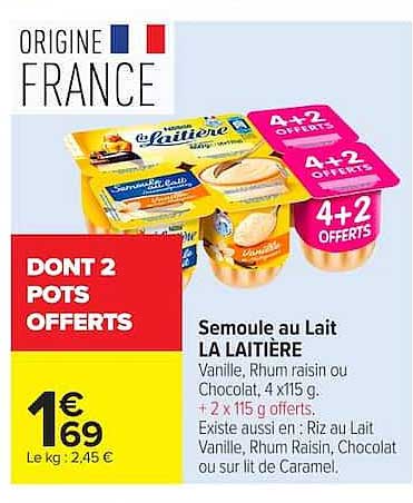 LA LAITIÈRE Semoule au Lait
