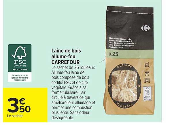 Laine de bois allume-feu CARREFOUR