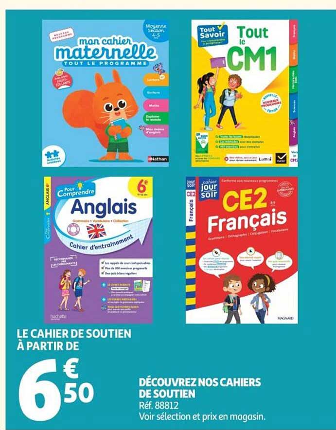 LE CAHIER DE SOUTIEN À PARTIR DE 6€50