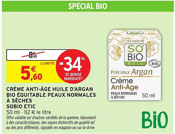 LEA NATURE SO'BiO étic Crème Anti-Âge huile d'argan bio équitable peaux normales à sèches
