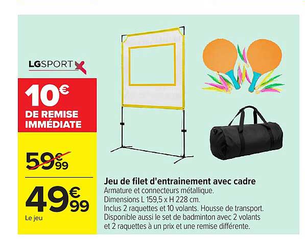 LGSPORT Jeu de filet d'entraînement avec cadre