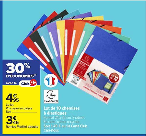 Lot de 10 chemises à élastiques