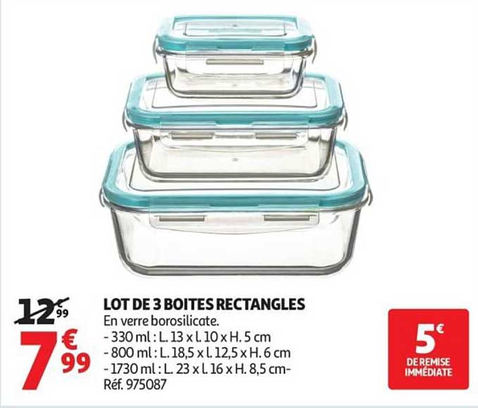 LOT DE 3 BOITES RECTANGLES