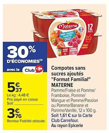 Materne Compotes sans sucres ajoutés
