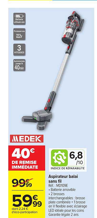 MEDEK Aspirateur balai sans fil