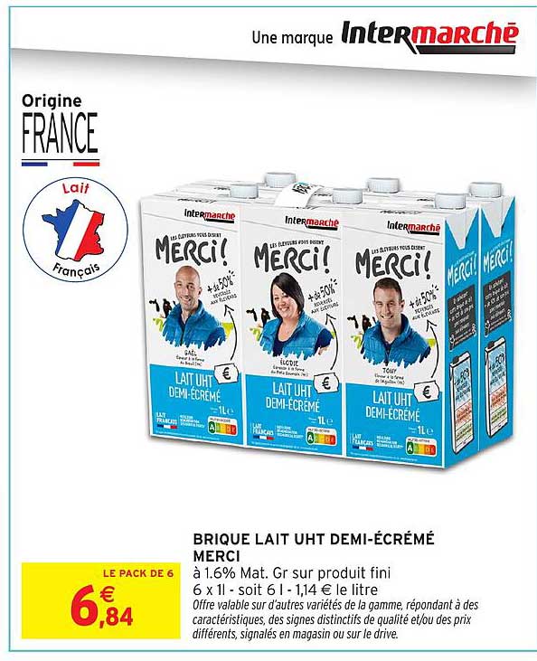 MERCI BRIQUE LAIT UHT DEMI-ÉCRÉMÉ