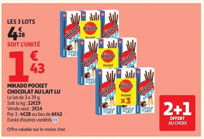 Mikado Pocket Chocolat au lait LU