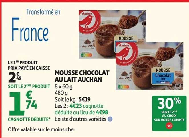 MOUSSE CHOCOLAT AU LAIT AUCHAN