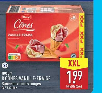 Mucci Cônes vanille-fraise