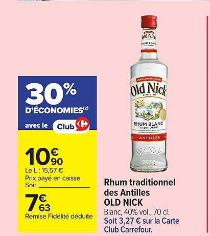 Old Nick Rhum blanc traditionnel des Antilles