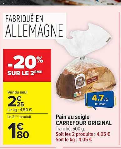 Pain au seigle CARREFOUR ORIGINAL