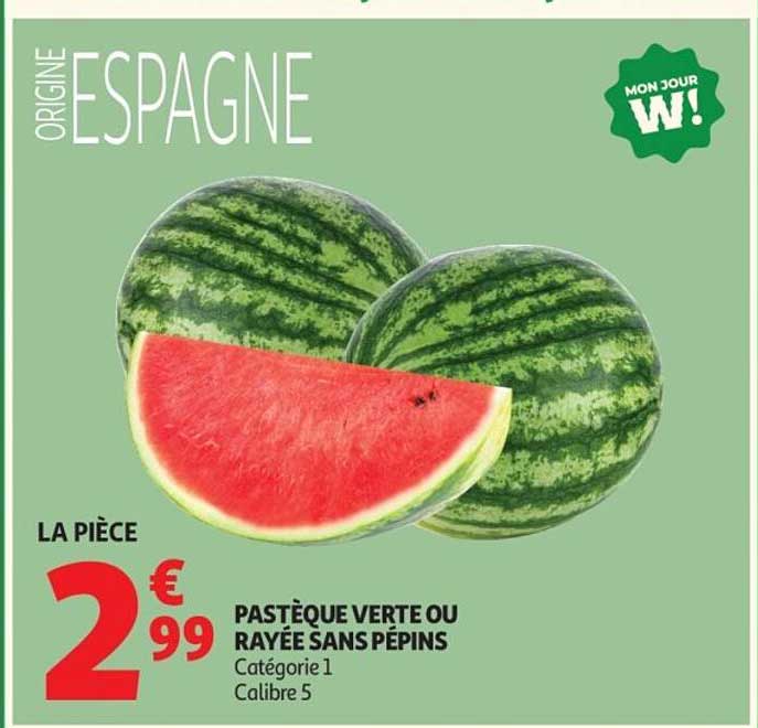 Pastèque verte ou rayée sans pépins