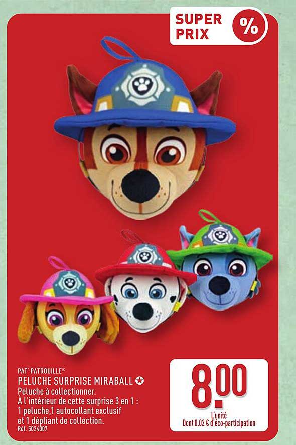 PAT’ PATROUILLE PELUCHE SURPRISE MIRABALL