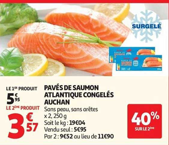 PAVÉS DE SAUMON ATLANTIQUE CONGELÉS AUCHAN