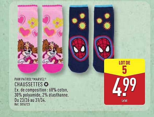 PAW PATROL MARVEL CHAUSSETTES
