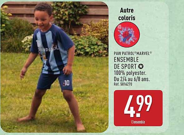 PAW PATROL MARVEL ENSEMBLE DE SPORT