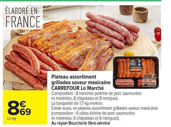 Plateau assortiment grillades saveur mexicaine