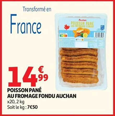Poisson Panné au fromage fondu Auchan