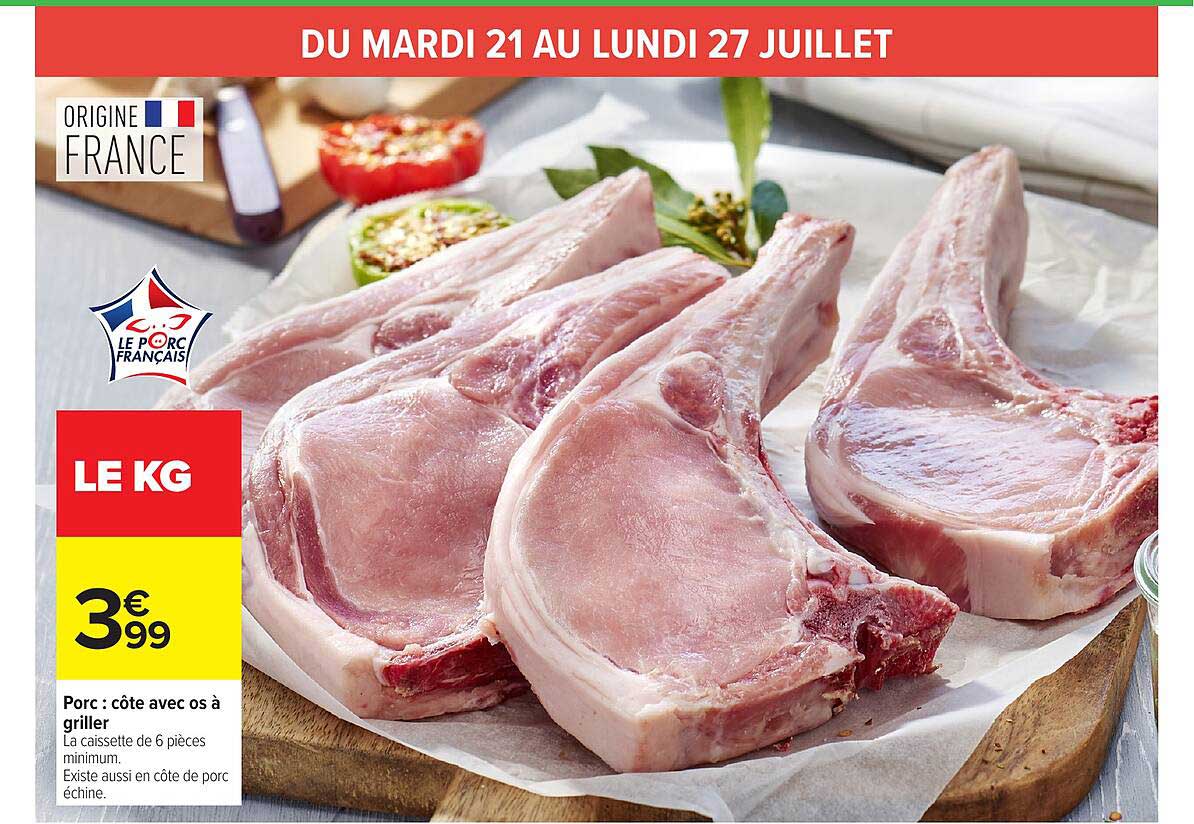 Porc : côte avec os à griller