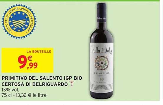 Primitivo del Salento IGP BIO Certosa di Belriguardo