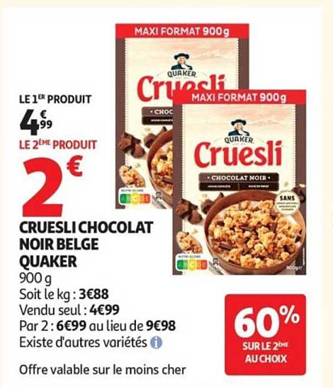 Quaker Cruesli Chocolat Noir Belge