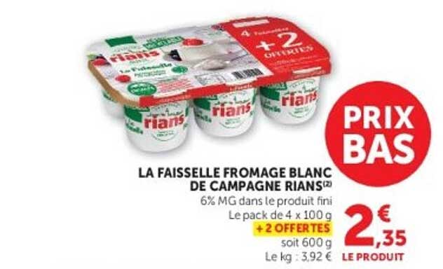 Rians La Faisselle fromag blanc de campagne