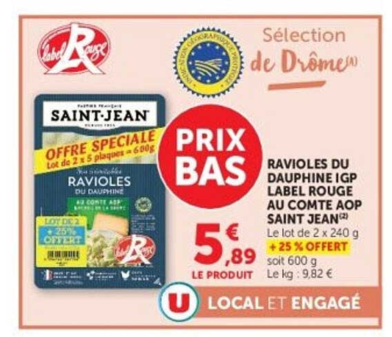 SAINT JEAN RAVIOLES DU DAUPHINE IGP LABEL ROUGE AU COMTE AOP SAINT JEAN